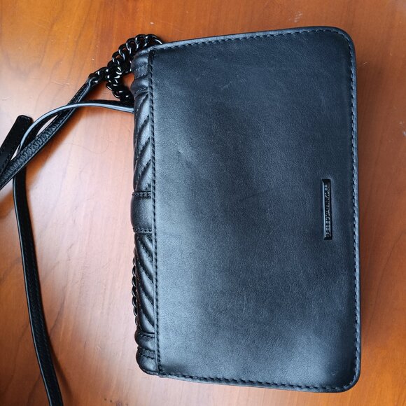 Rebecca Minkoff Chevron Embossed Small Black Leather Shoulder Bag - Picture 5 of 9